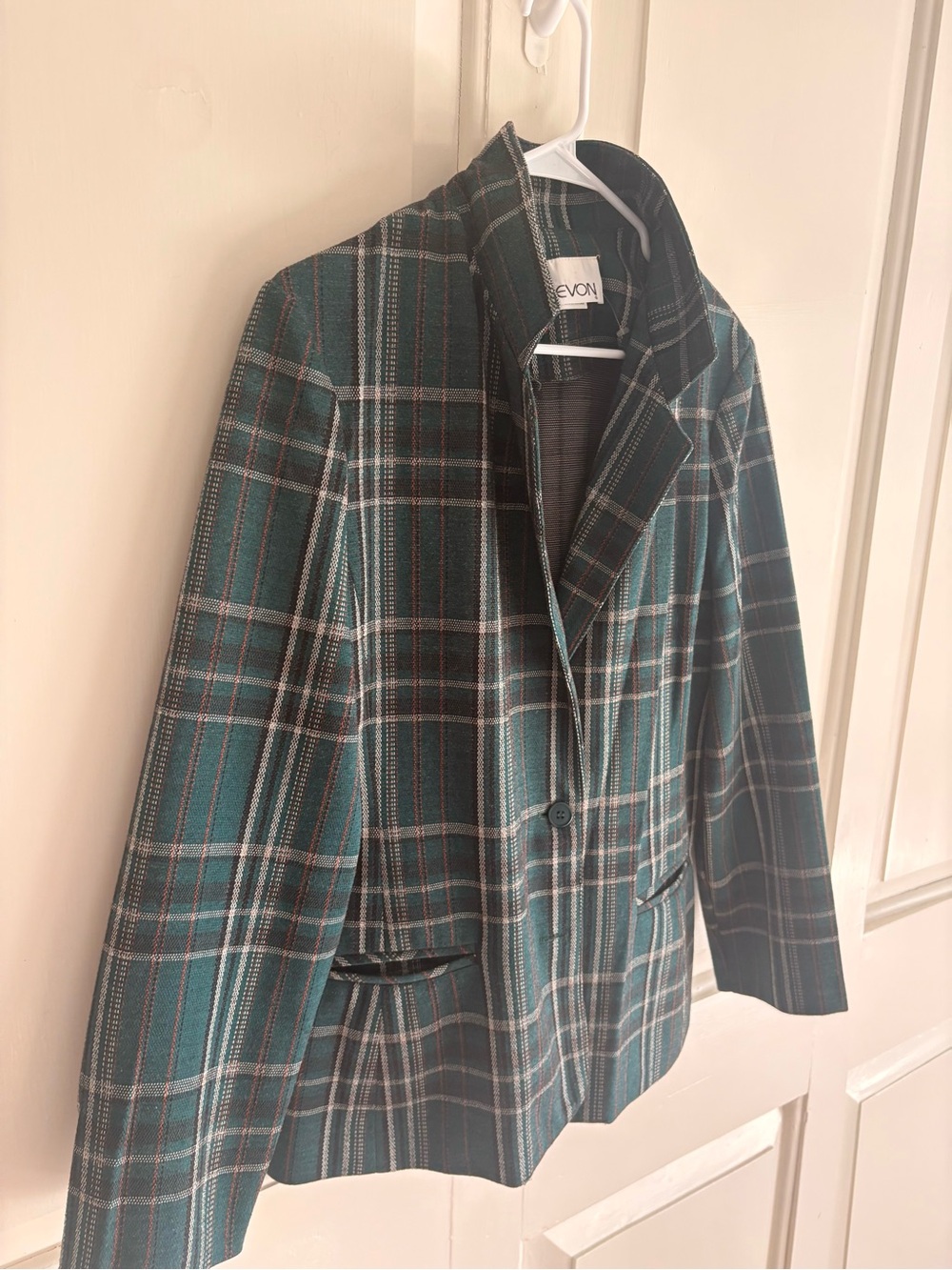 Vintage Devon Green Tartan Plaid Blazer Jacket Women's Single Button - Picture 2 of 6